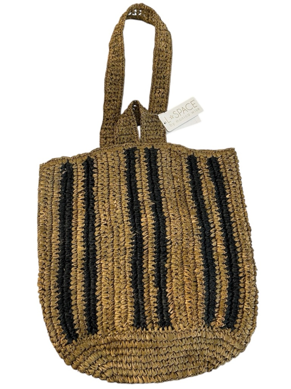 L*Space by Monica Wise Brown & Black Andressa Stripe Bag O/S NWT
